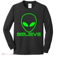 Alien Believe Funny Science Kids Long Sleeve Shirt thumb 0