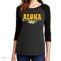 Aloha Beaches Funny Hawaii Tropical Women's Tri-Blend 3/4-Sleeve Raglan Shirt thumb 2