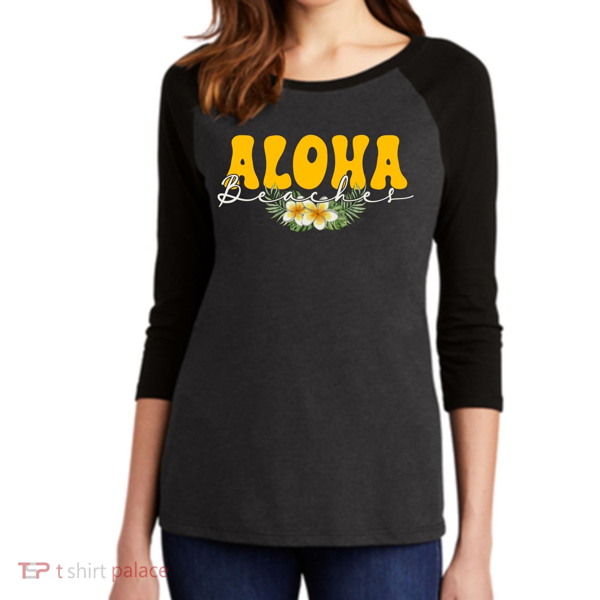 Aloha Beaches Funny Hawaii Tropical Women's Tri-Blend 3/4-Sleeve Raglan Shirt