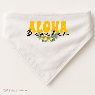 Aloha Beaches Funny Hawaii Tropical USA-Made Doggie Bandana