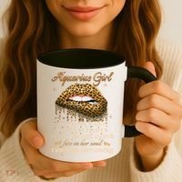 Aquarius Birthday Funny Gift Funny Leopard Sexy Lip Gift Coffee Mug thumb 3