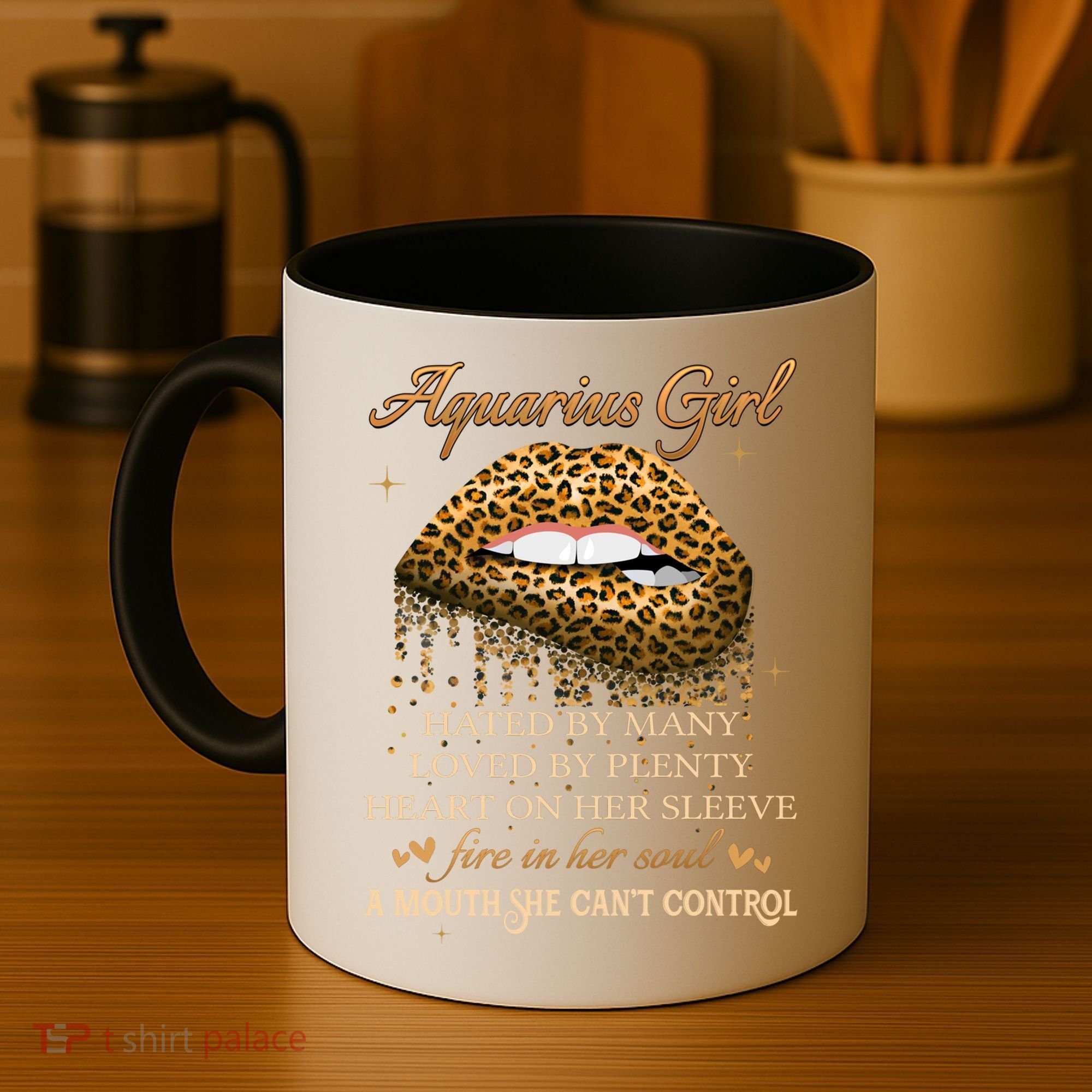 Aquarius Birthday Funny Gift Funny Leopard Sexy Lip Gift Coffee Mug