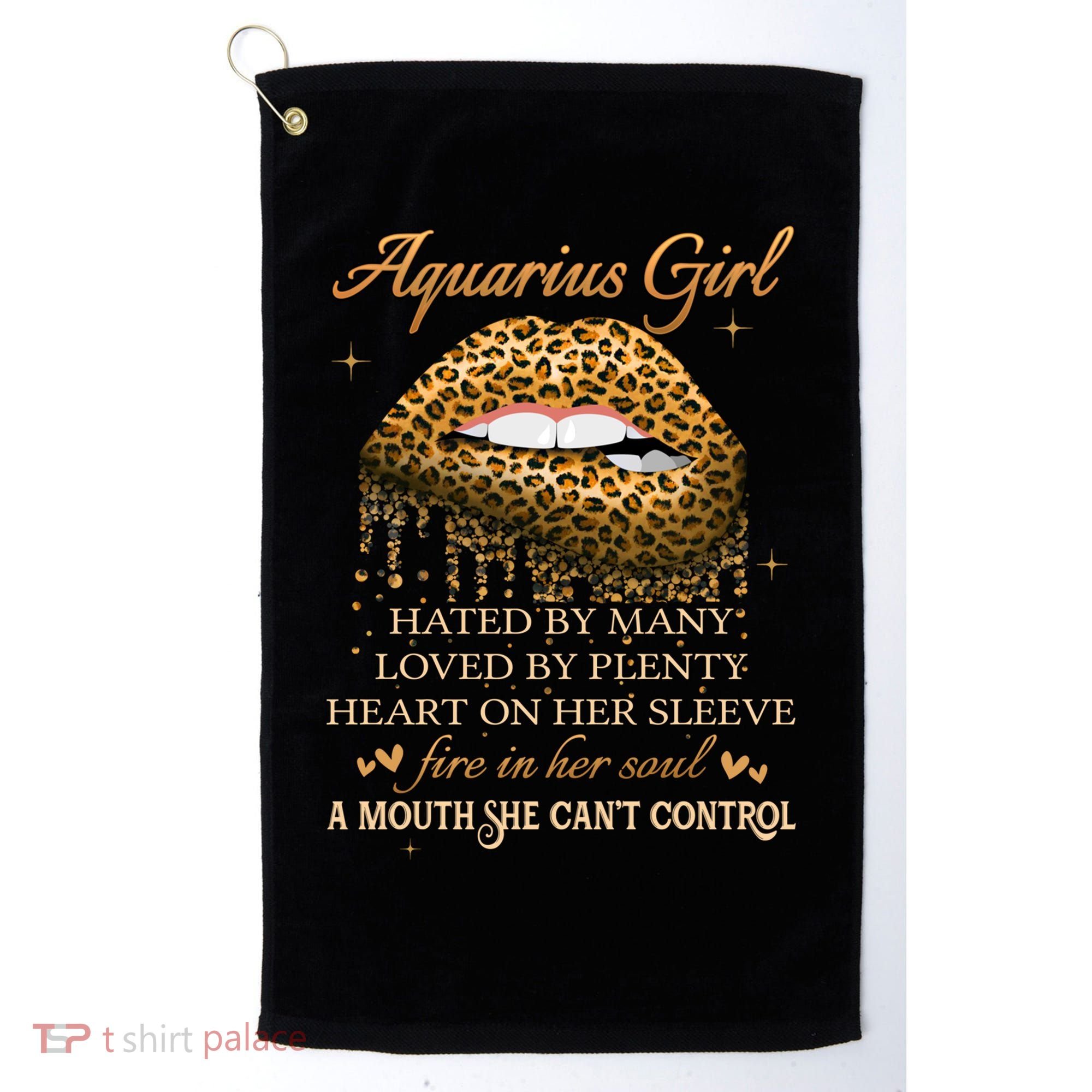 Aquarius Birthday Funny Gift Funny Leopard Sexy Lip Gift Golf Towel