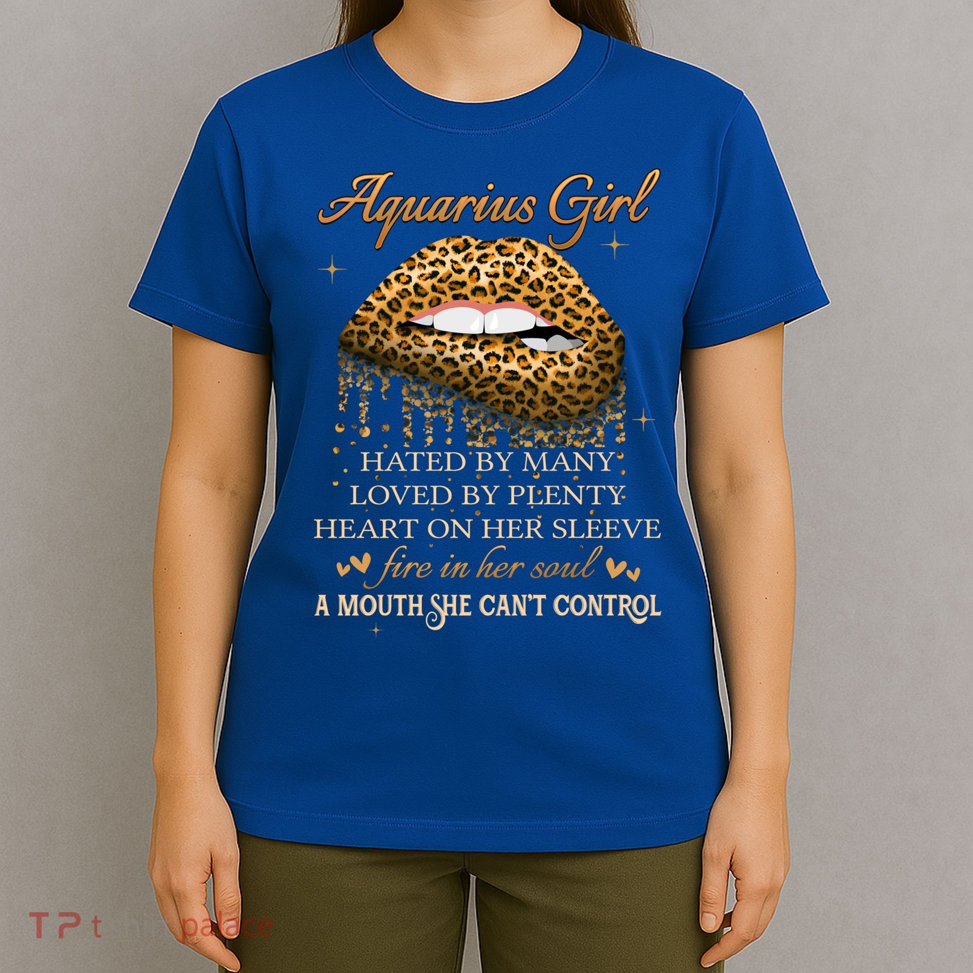 Aquarius Birthday Funny Gift Funny Leopard Sexy Lip Gift T-Shirt
