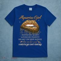 Aquarius Birthday Funny Gift Funny Leopard Sexy Lip Gift T-Shirt thumb 5