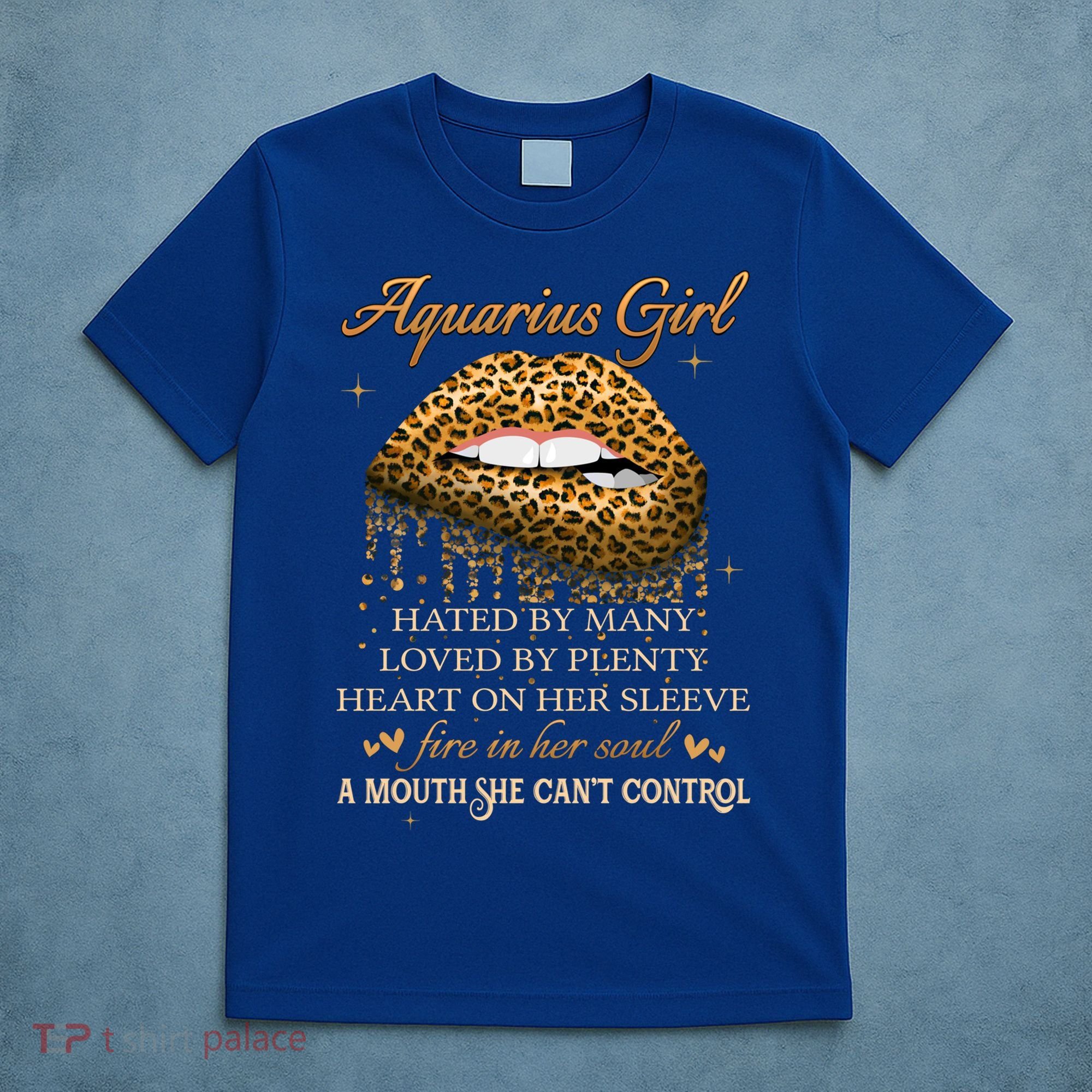 Aquarius Birthday Funny Gift Funny Leopard Sexy Lip Gift T-Shirt