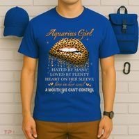 Aquarius Birthday Funny Gift Funny Leopard Sexy Lip Gift T-Shirt thumb 6