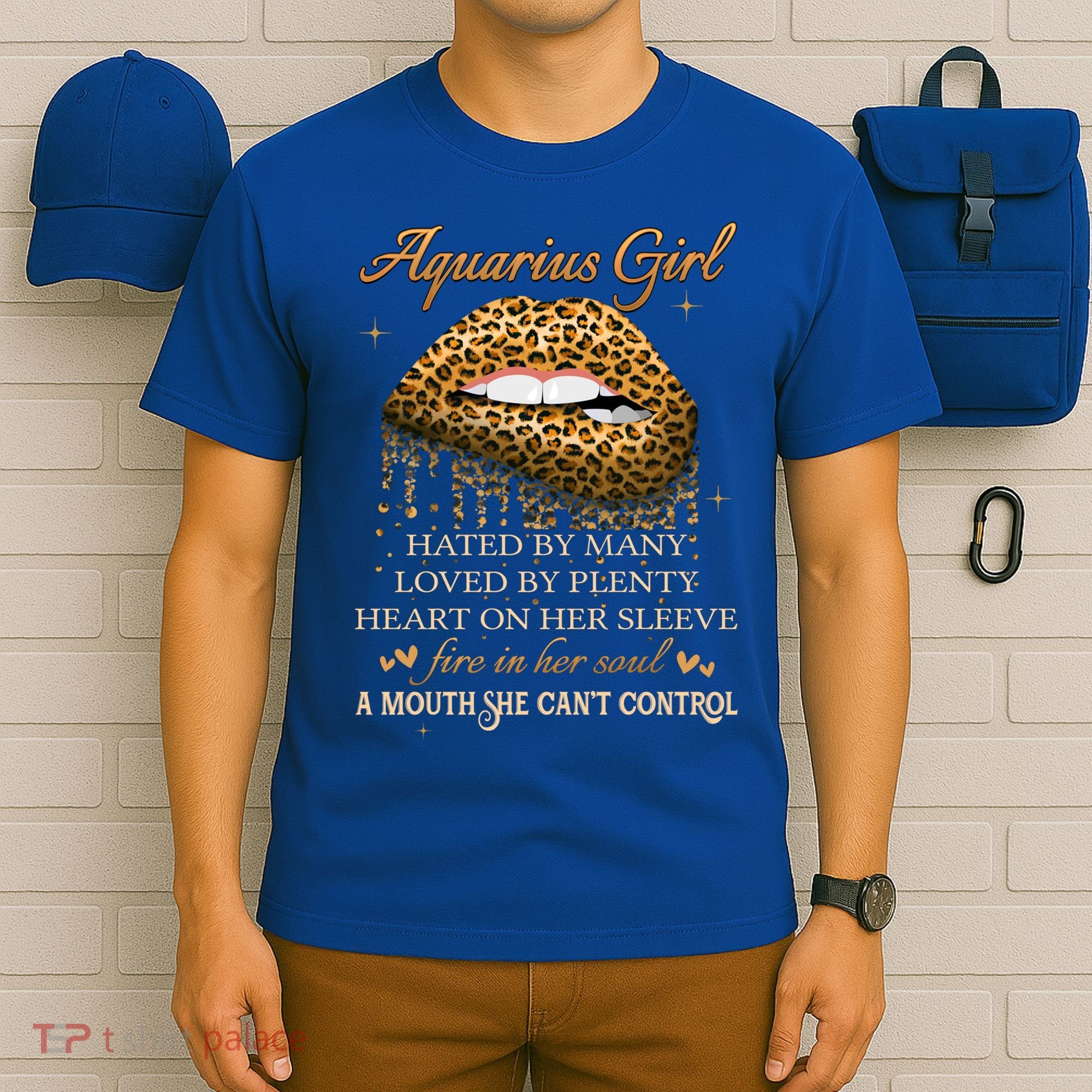 Aquarius Birthday Funny Gift Funny Leopard Sexy Lip Gift T-Shirt