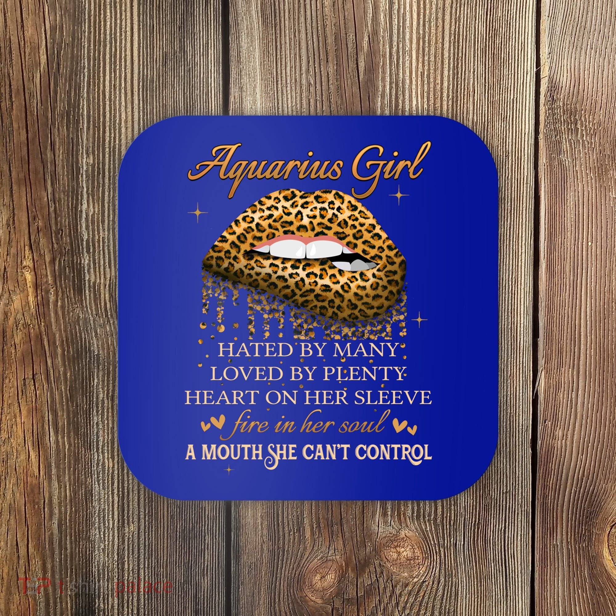 Aquarius Birthday Funny Gift Funny Leopard Sexy Lip Gift Coaster