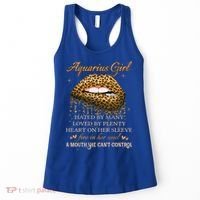 Aquarius Birthday Funny Gift Funny Leopard Sexy Lip Gift Women's Tank Top thumb 0