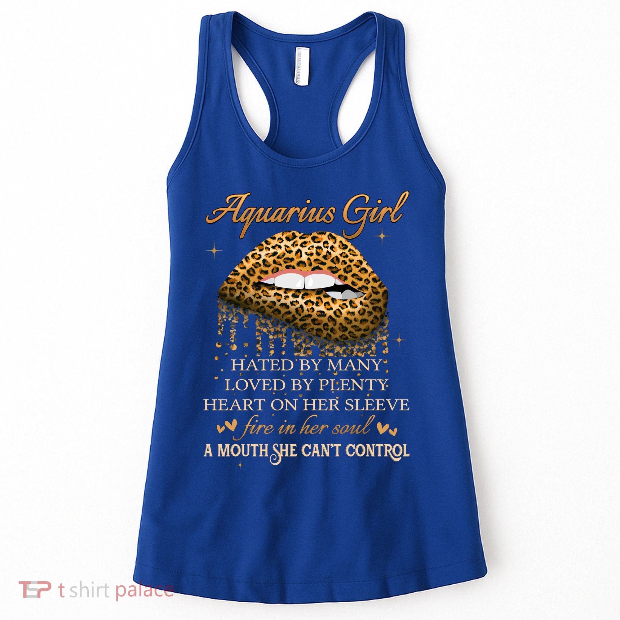 Aquarius Birthday Funny Gift Funny Leopard Sexy Lip Gift Women's Tank Top