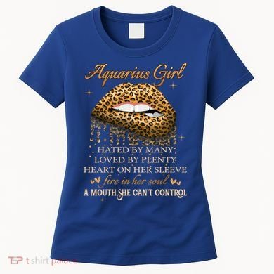 Aquarius Birthday Funny Gift Funny Leopard Sexy Lip Gift Women's T-Shirt
