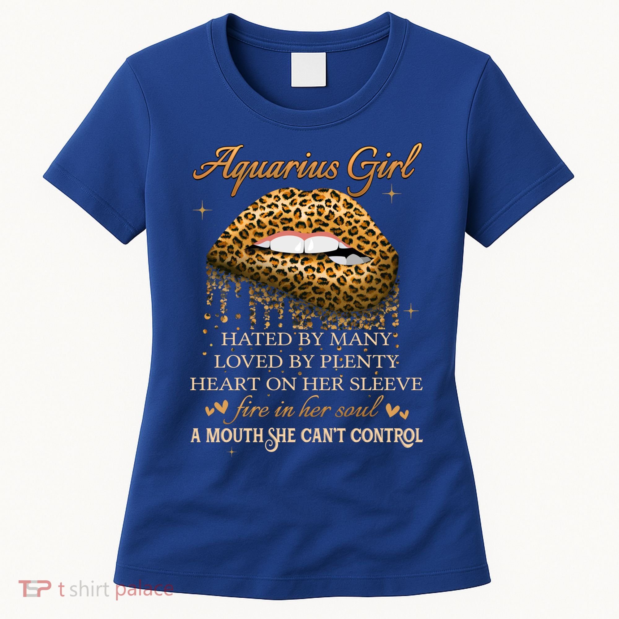 Aquarius Birthday Funny Gift Funny Leopard Sexy Lip Gift Women's T-Shirt