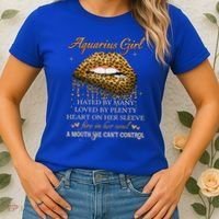 Aquarius Birthday Funny Gift Funny Leopard Sexy Lip Gift Women's T-Shirt thumb 2