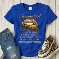 Aquarius Birthday Funny Gift Funny Leopard Sexy Lip Gift Women's T-Shirt thumb 3