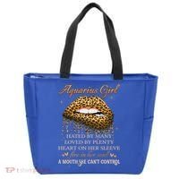 Aquarius Birthday Funny Gift Funny Leopard Sexy Lip Gift Tote Bag thumb 0