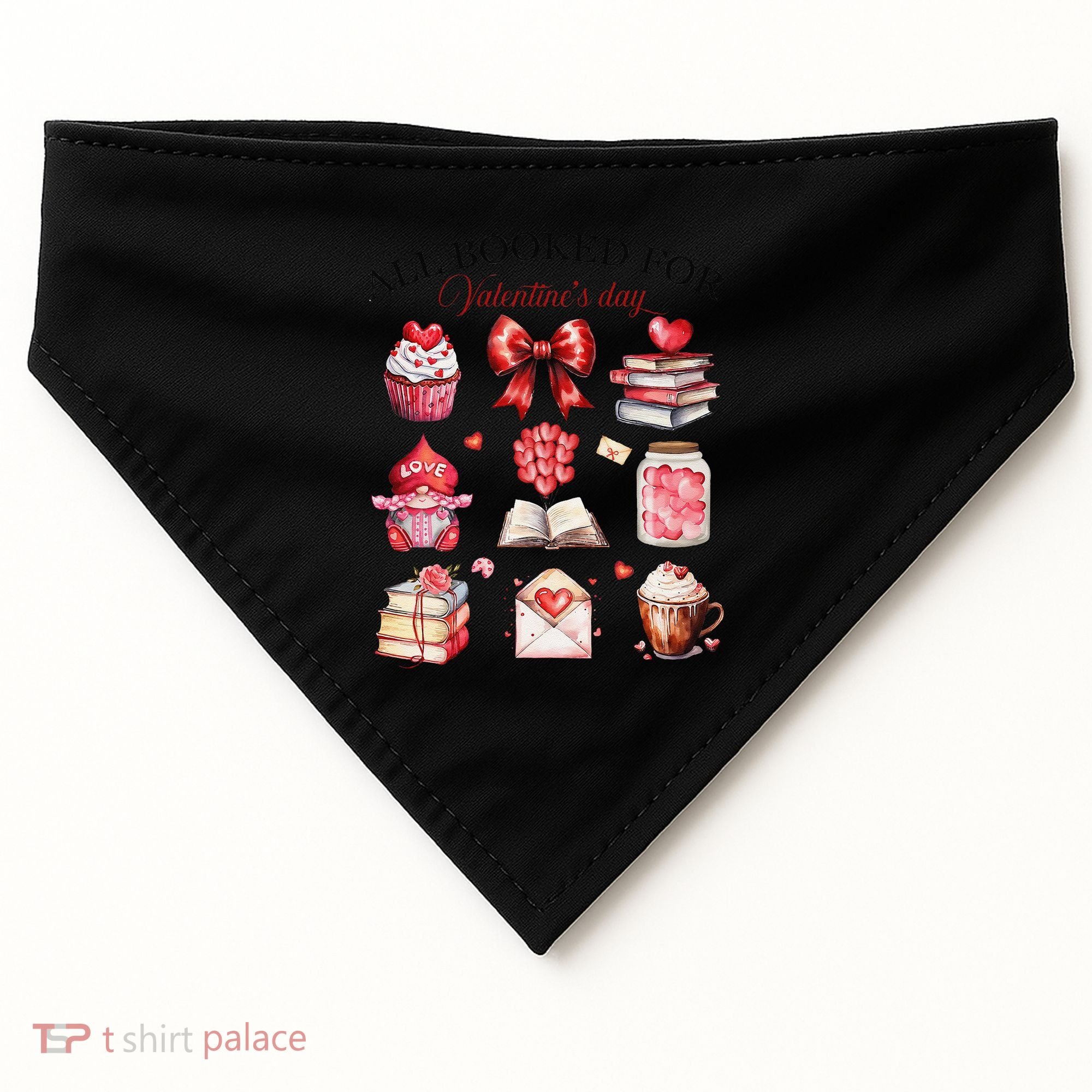 All Booked For ValentineS Day Coquette Bow Teacher Bookworm USA-Made Doggie Bandana