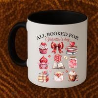 All Booked For ValentineS Day Coquette Bow Teacher Bookworm Coffee Mug thumb 2