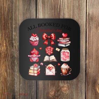 All Booked For ValentineS Day Coquette Bow Teacher Bookworm Coaster