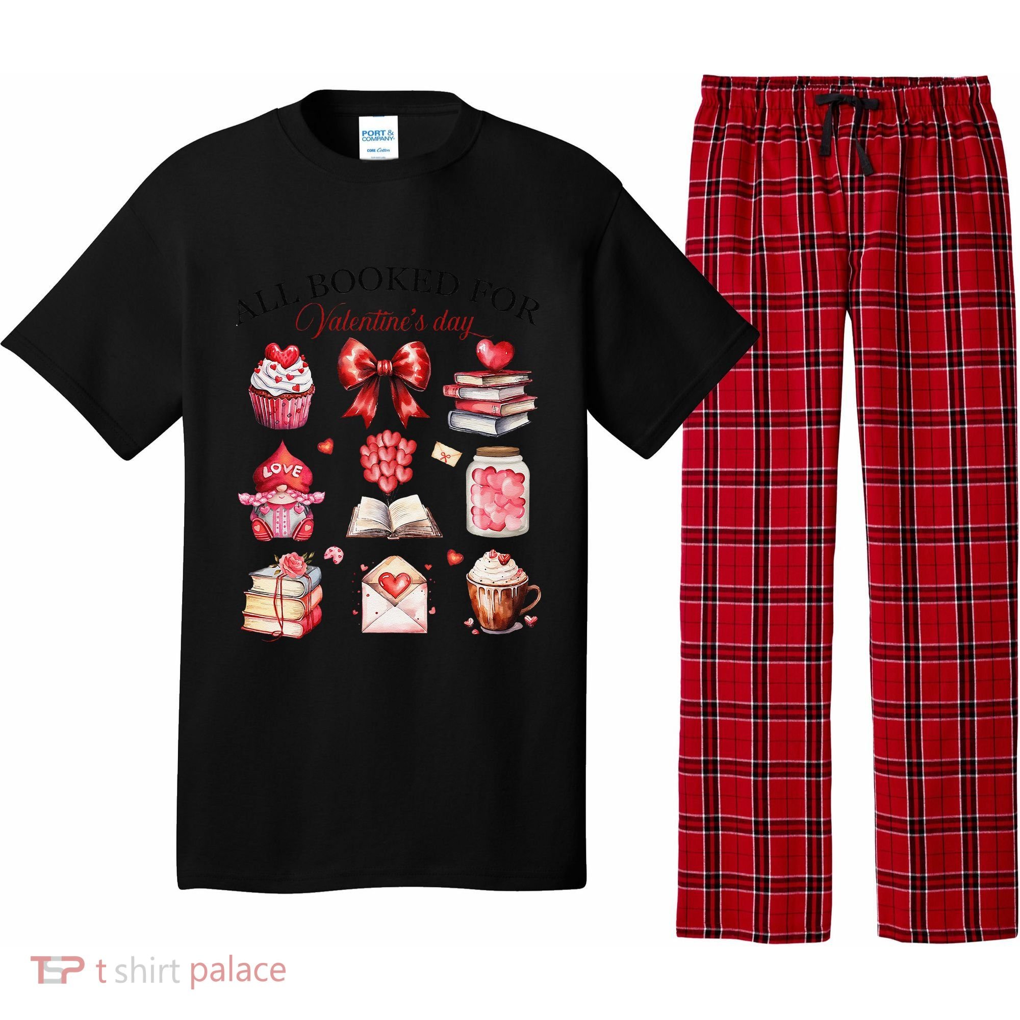 All Booked For ValentineS Day Coquette Bow Teacher Bookworm Pajama Set
