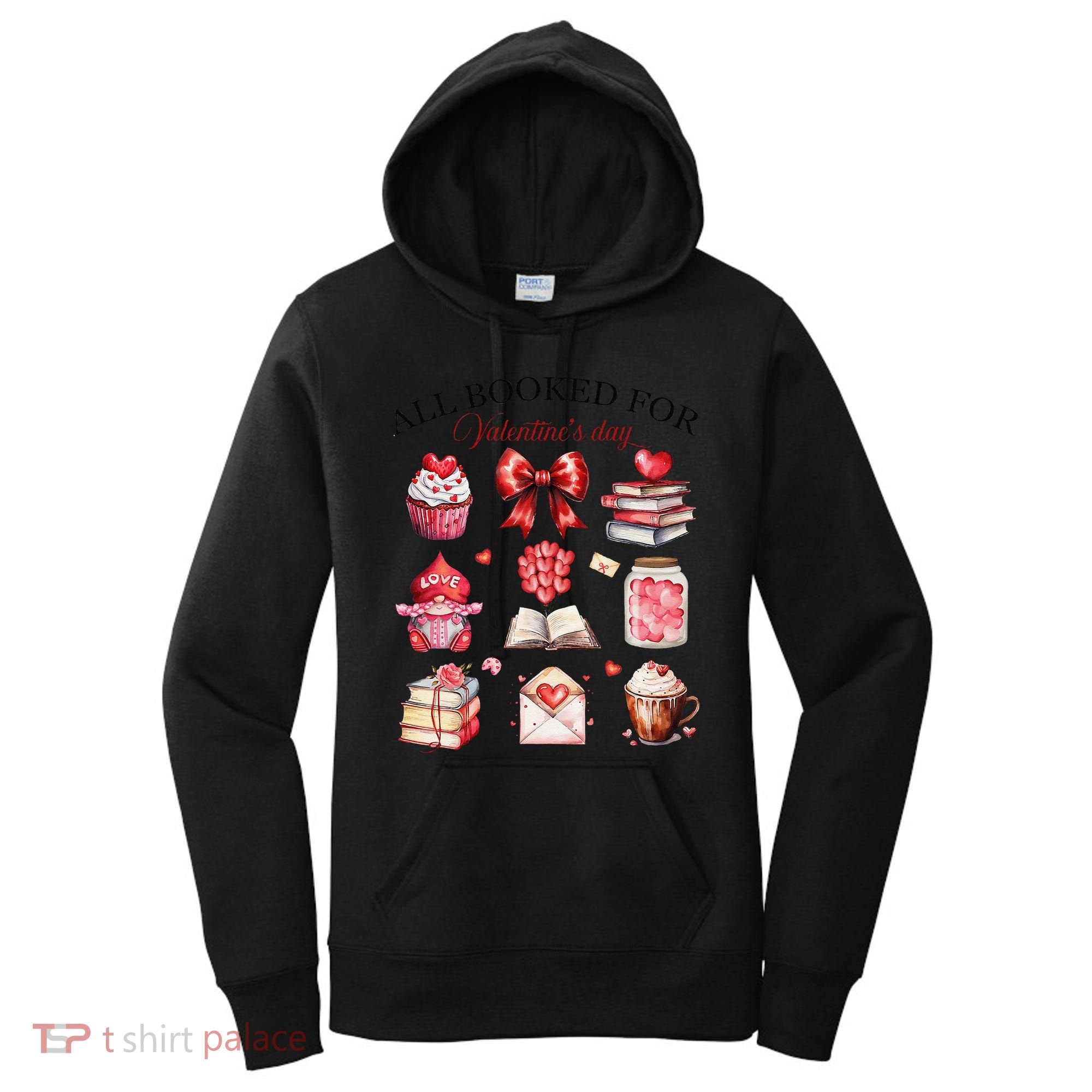 All Booked For ValentineS Day Coquette Bow Teacher Bookworm Women's Hoodie