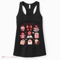 All Booked For ValentineS Day Coquette Bow Teacher Bookworm Women's Tank Top thumb 0
