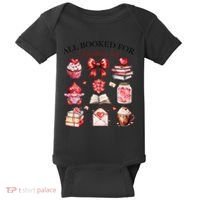 All Booked For ValentineS Day Coquette Bow Teacher Bookworm Baby Bodysuit thumb 0