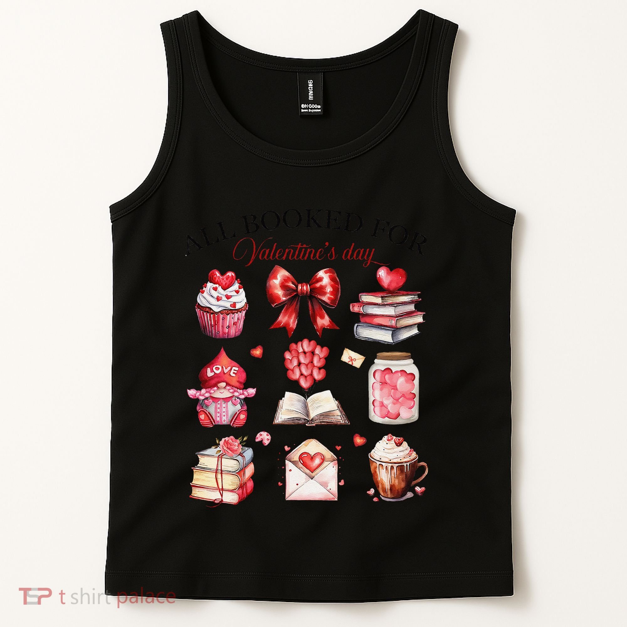 All Booked For ValentineS Day Coquette Bow Teacher Bookworm Tank Top