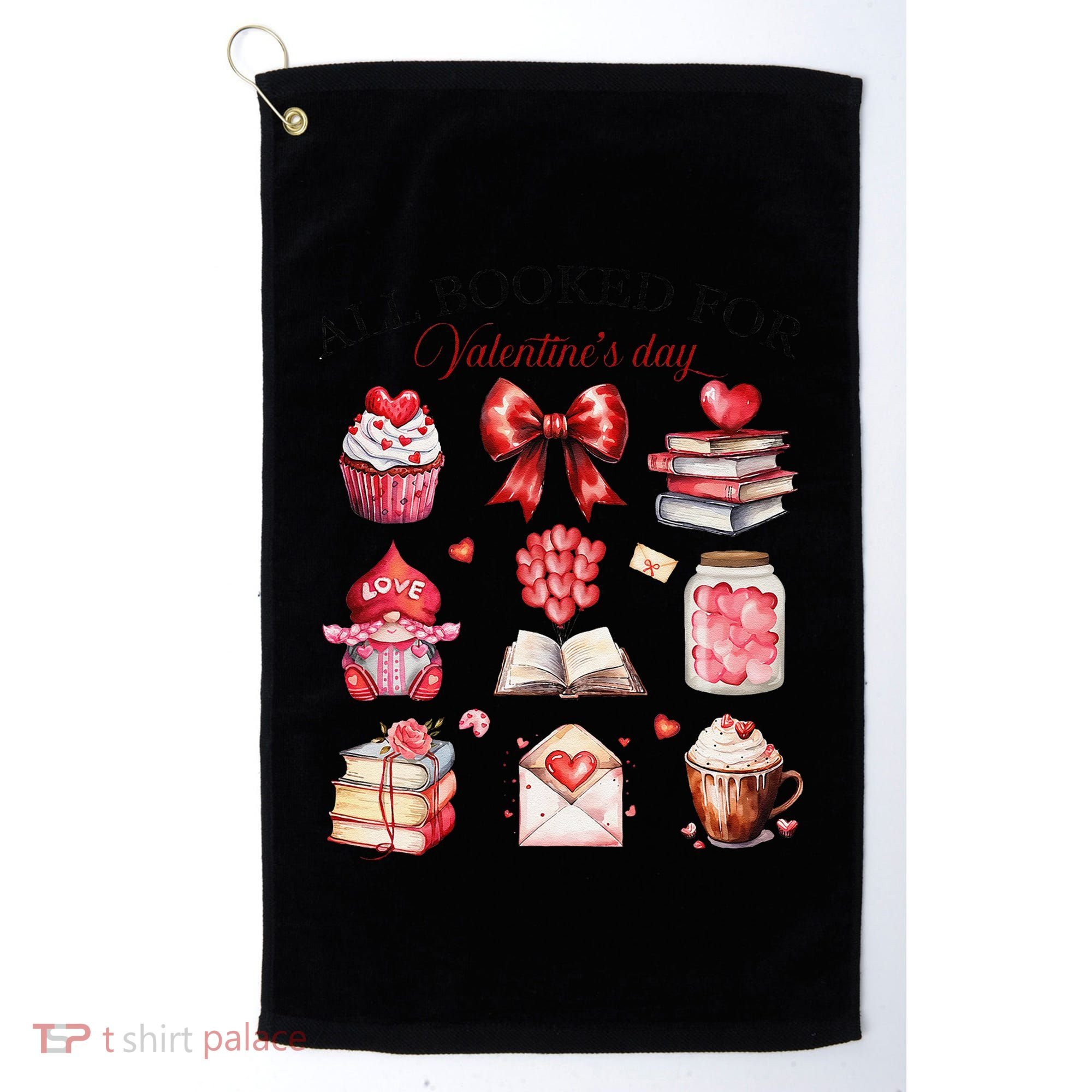 All Booked For ValentineS Day Coquette Bow Teacher Bookworm Golf Towel
