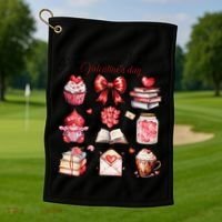 All Booked For ValentineS Day Coquette Bow Teacher Bookworm Golf Towel thumb 1