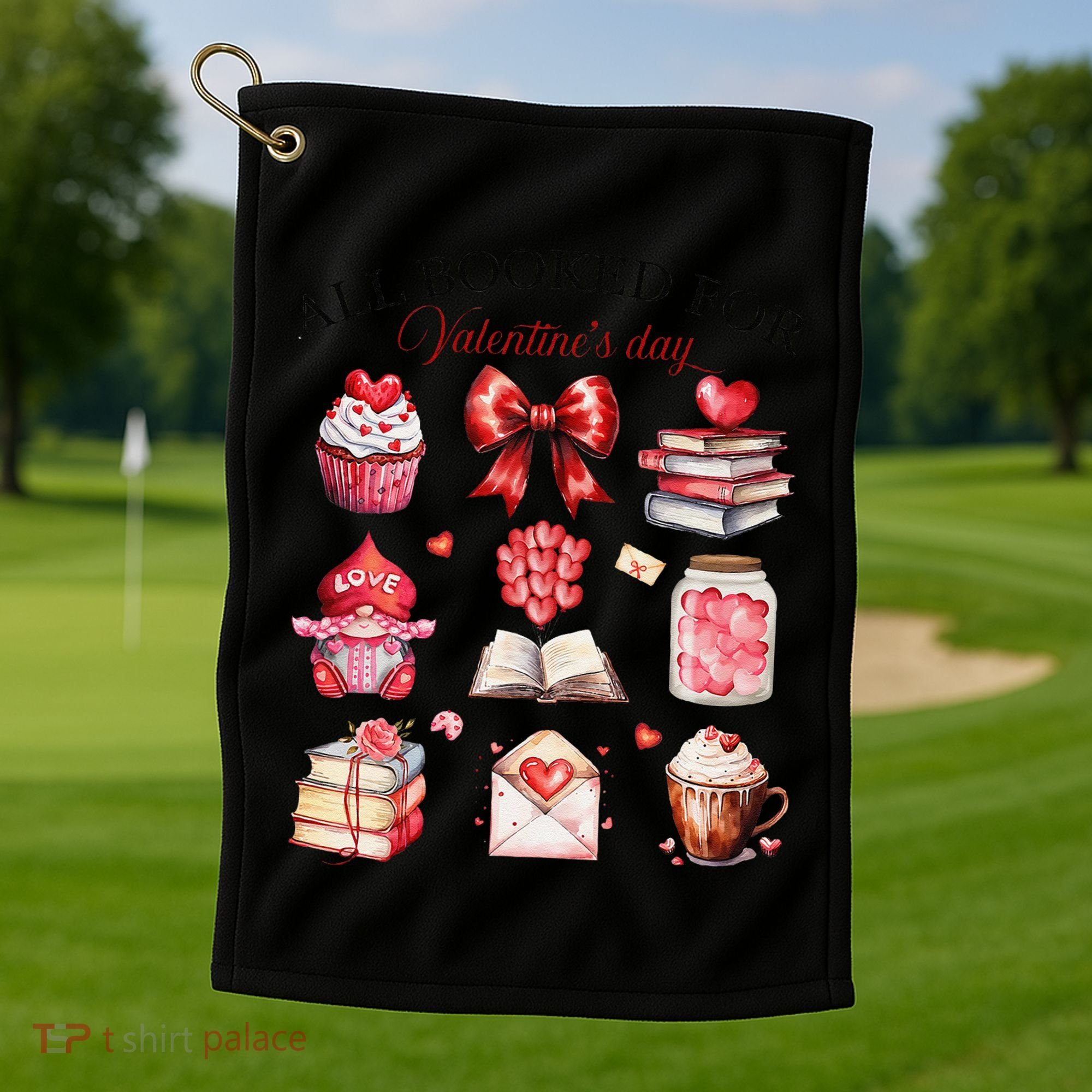 All Booked For ValentineS Day Coquette Bow Teacher Bookworm Golf Towel