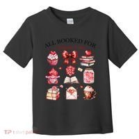 All Booked For ValentineS Day Coquette Bow Teacher Bookworm Toddler T-Shirt thumb 0