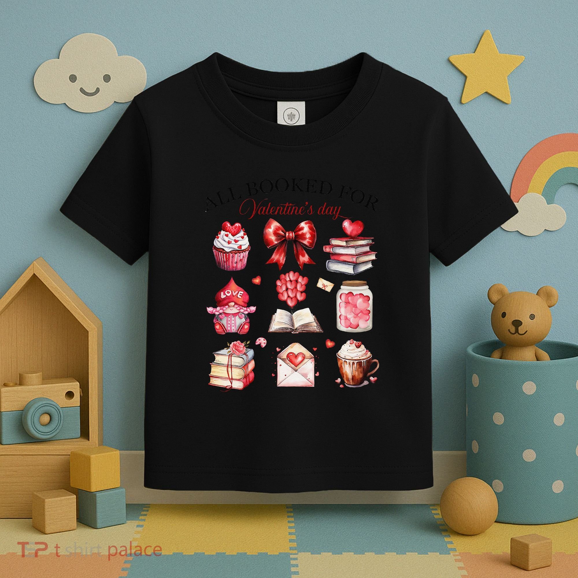 All Booked For ValentineS Day Coquette Bow Teacher Bookworm Toddler T-Shirt