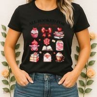 All Booked For ValentineS Day Coquette Bow Teacher Bookworm Women's T-Shirt thumb 2
