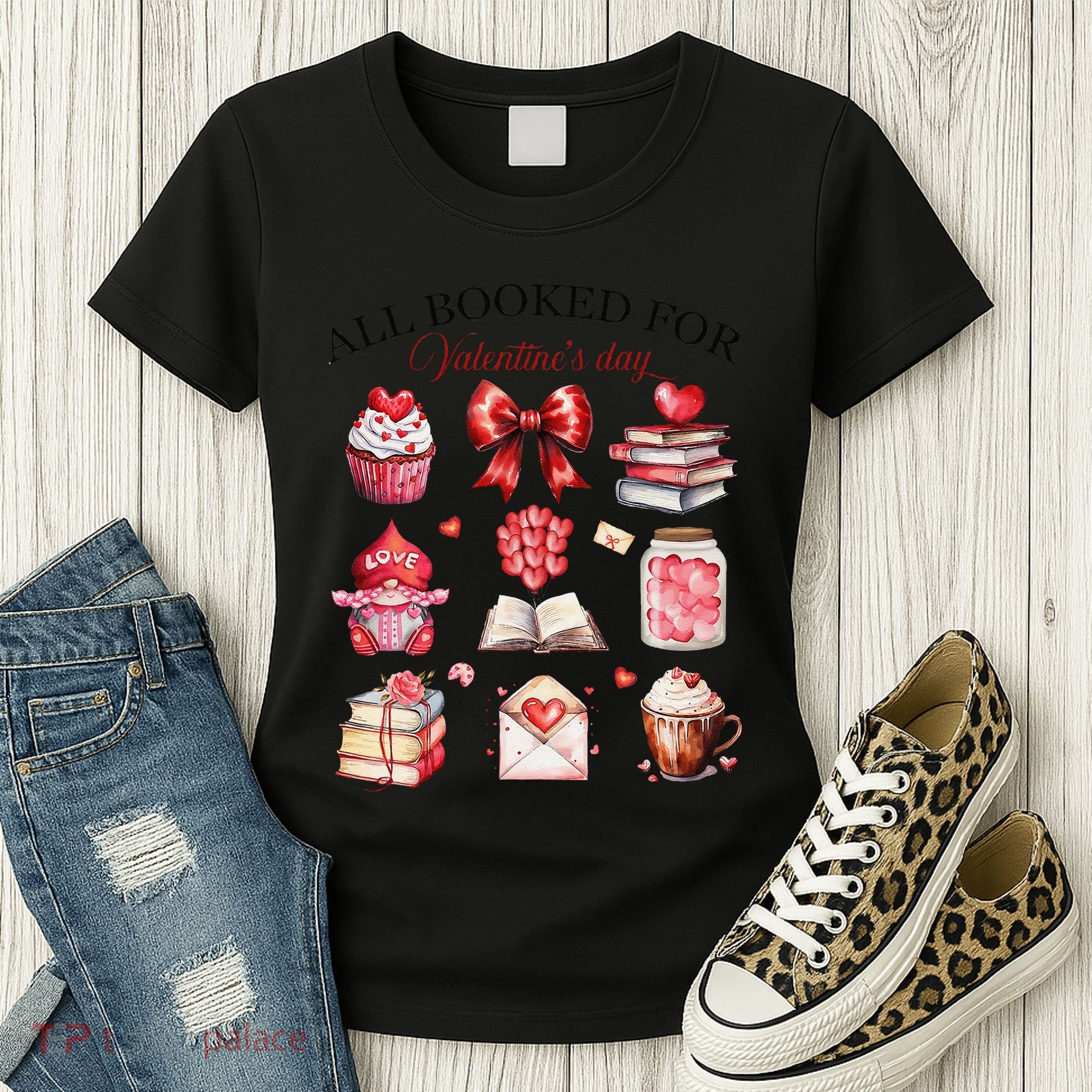 All Booked For ValentineS Day Coquette Bow Teacher Bookworm Women's T-Shirt