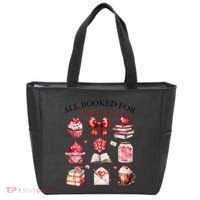 All Booked For ValentineS Day Coquette Bow Teacher Bookworm Tote Bag thumb 0