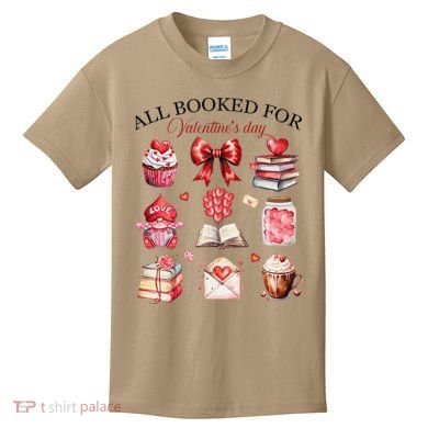 All Booked For ValentineS Day Coquette Bow Teacher Bookworm Kids T-Shirt