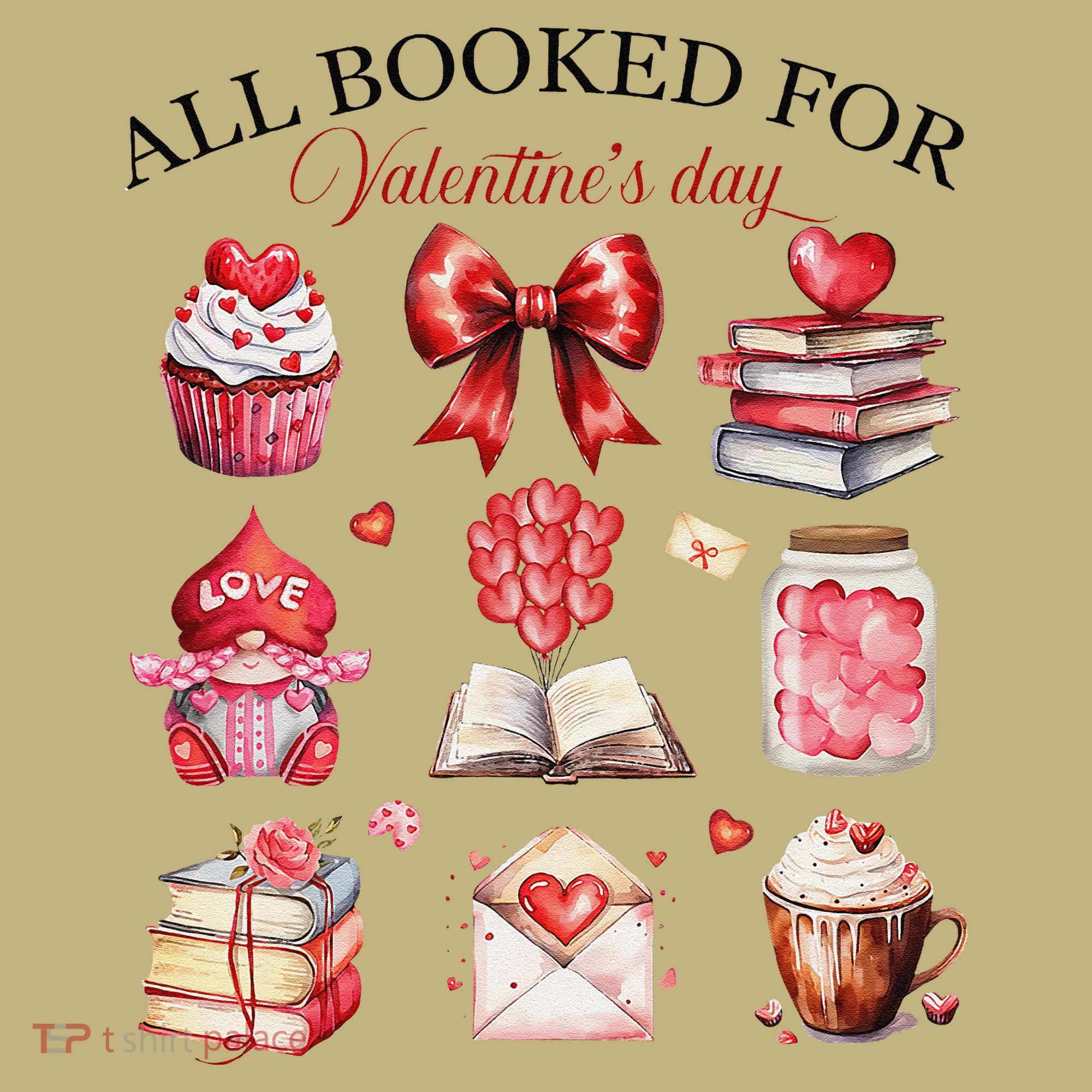 All Booked For ValentineS Day Coquette Bow Teacher Bookworm Kids T-Shirt