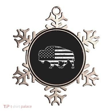 American Bison Gray Style Vintage Flag Ornament