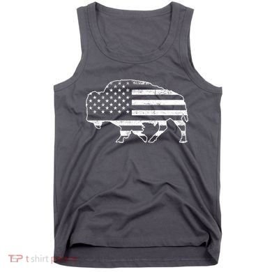 American Bison Gray Style Vintage Flag Tank Top