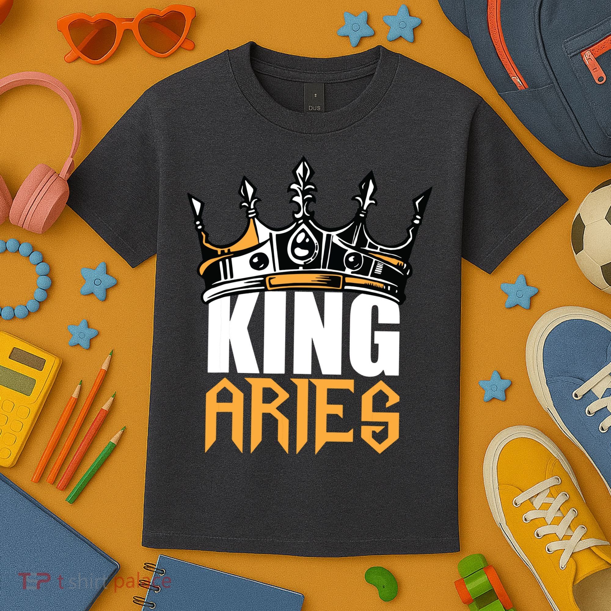 Aries Birthday Gifts King Aries Zodiac Kids T-Shirt