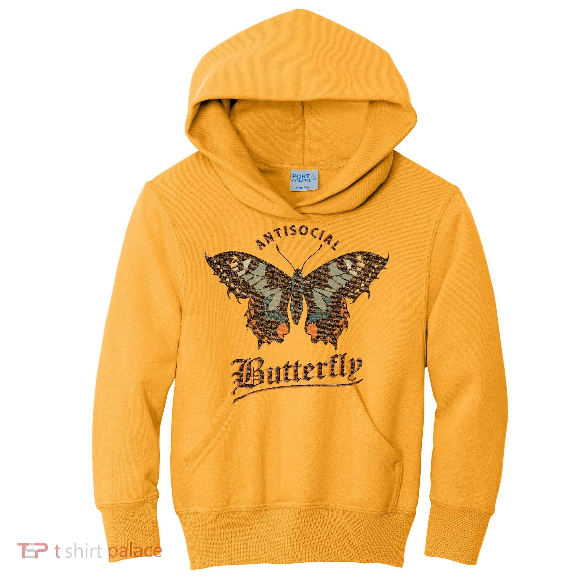 Antisocial Butterfly Grunge Fairycore Aesthetic Introvert Kids Hoodie