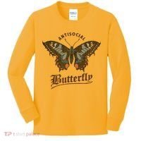 Antisocial Butterfly Grunge Fairycore Aesthetic Introvert Kids Long Sleeve Shirt thumb 0