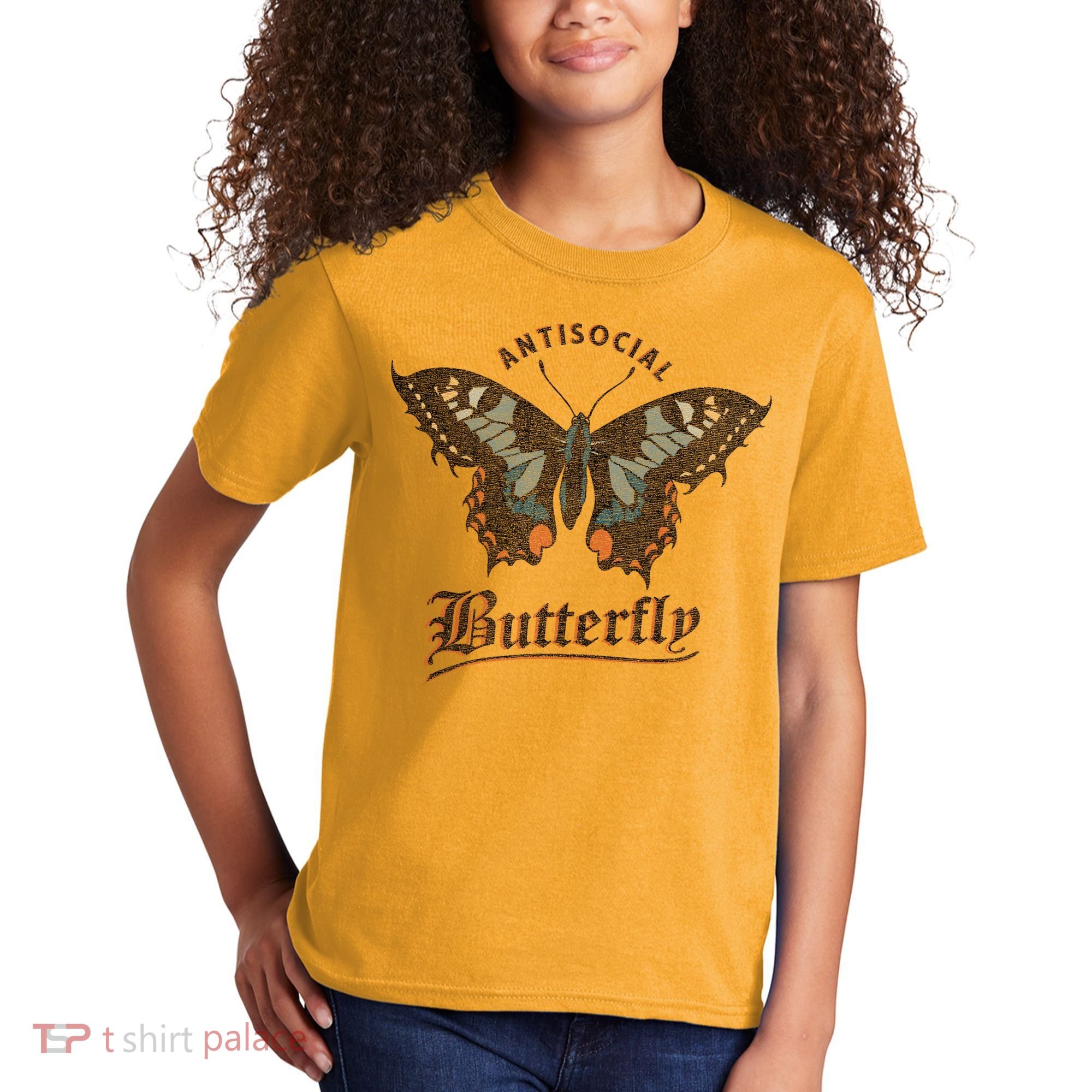 Antisocial Butterfly Grunge Fairycore Aesthetic Introvert Kids T-Shirt