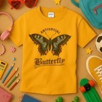 Antisocial Butterfly Grunge Fairycore Aesthetic Introvert Kids T-Shirt thumb 3
