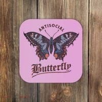Antisocial Butterfly Grunge Fairycore Aesthetic Introvert Coaster thumb 0