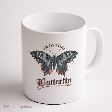 Antisocial Butterfly Grunge Fairycore Aesthetic Introvert Coffee Mug back