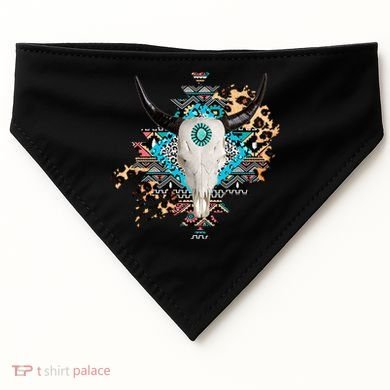 Aztec Bull Horns Pattern Design USA-Made Doggie Bandana