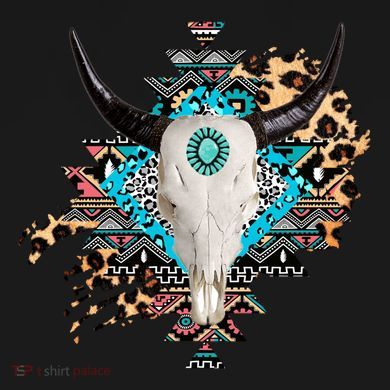 Aztec Bull Horns Pattern Design Hooded Wearable Blanket