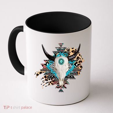 Aztec Bull Horns Pattern Design Coffee Mug
